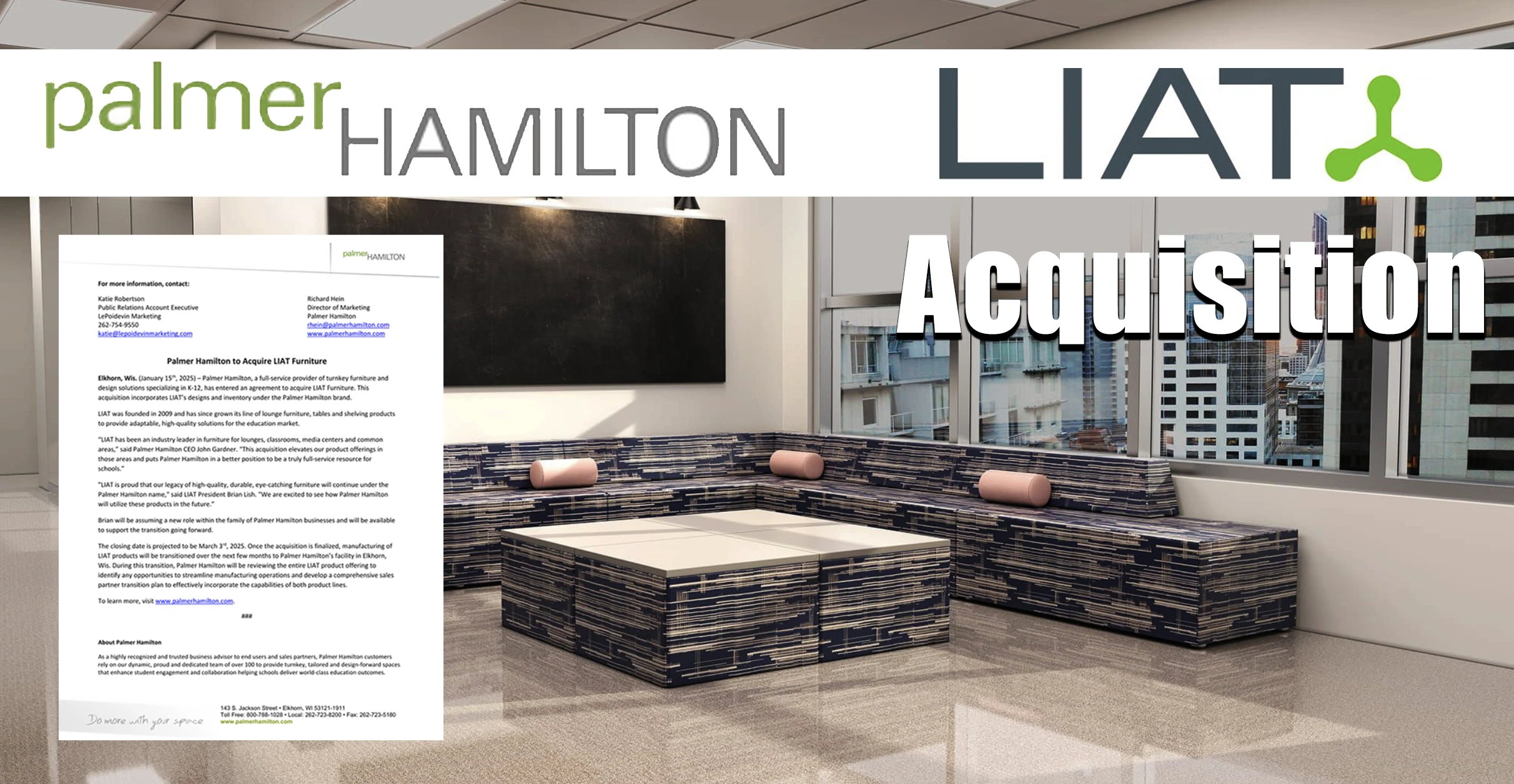 Palmer Hamilton to Acquire LIAT Furniture Elkhorn, Wis. (January 15th, 2025)