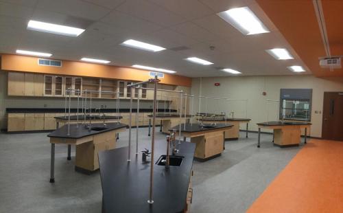 Custom Laboratory Casework with Epoxy Resin Countertops at West Chicago High School