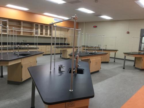 Contractor for Custom Laboratory Casework with Epoxy Resin Countertops at West Chicago High School